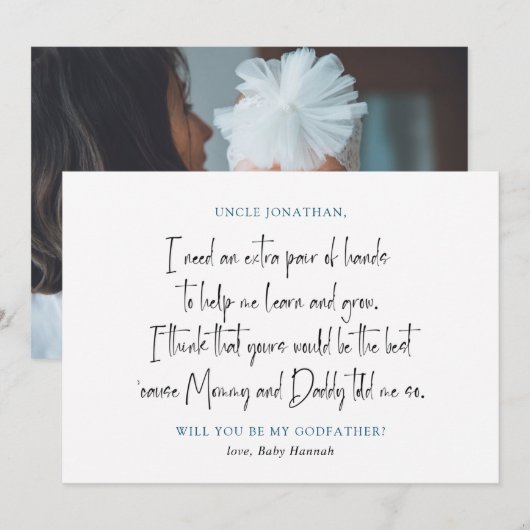 Eenvoudig foto peetoom voorstel kaart (Voorkant / Achterkant)