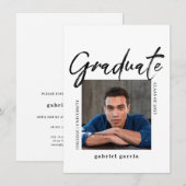 Eenvoudig Foto Script Afstudeerfeest Uitnodiging (Voorkant / Achterkant)