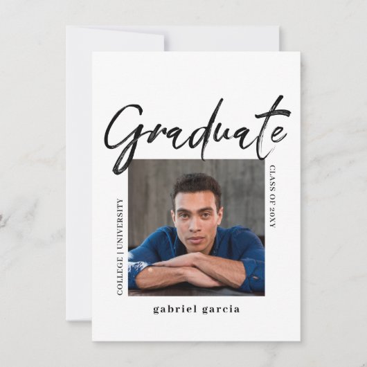 Eenvoudig Foto Script Afstudeerfeest Uitnodiging (Voorkant)
