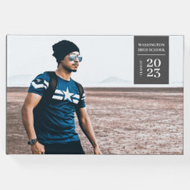 Eenvoudig foto tabblad Afstuderen grijs gastenboek