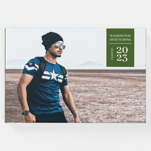Eenvoudig foto tabblad Afstuderen Groen Gastenboek (Voorkant)