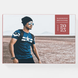 Eenvoudig foto tabblad Afstuderen rood gastenboek