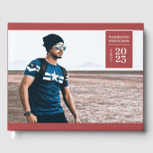 Eenvoudig foto tabblad Afstuderen rood gastenboek (Voorkant)