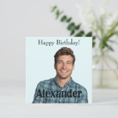 Eenvoudig foto uploaden Naam toevoegen Gelukkige v Kaart (Staand voorkant)