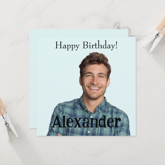 Eenvoudig foto uploaden Naam toevoegen Gelukkige v Kaart (Voorkant / Achterkant in situ)