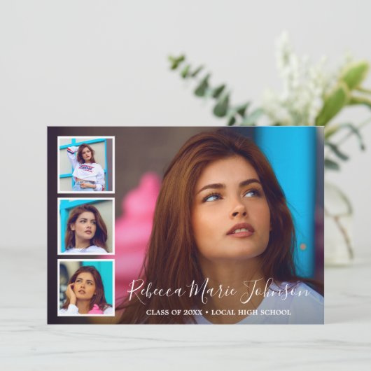 Eenvoudig fotocollage Modern-Afstuderen Aankondiging (Staand voorkant)