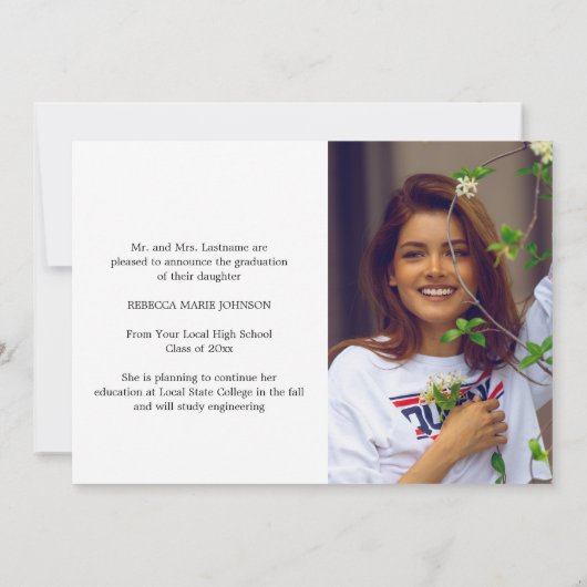 Eenvoudig fotocollage Modern-Afstuderen Aankondiging (Achterkant)