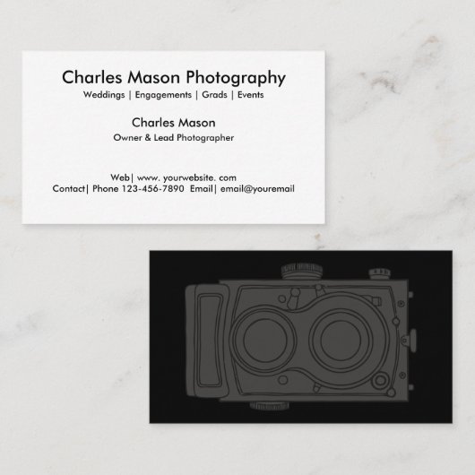 Eenvoudig fotograaf met twee zijden design visitekaartje (Voorkant / Achterkant)