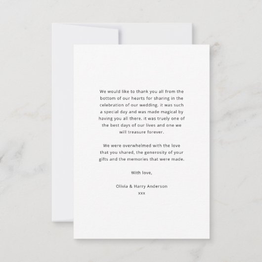 Eenvoudig fotohuwelijk bedankkaart (Achterkant)