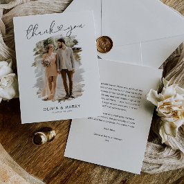 Eenvoudig fotohuwelijk bedankkaart