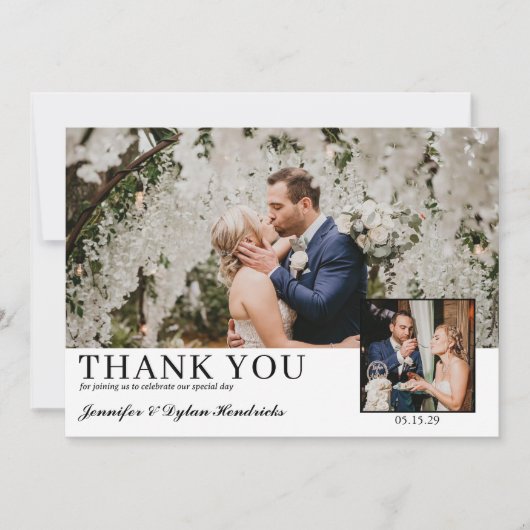 Eenvoudig fotohuwelijk bedankkaart (Voorkant)