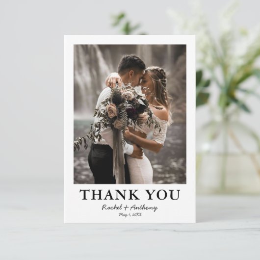 Eenvoudig fotohuwelijk bedankkaart (Staand voorkant)