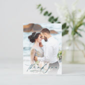 Eenvoudig fotohuwelijk Dank je Briefkaart (Staand voorkant)