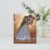 Eenvoudig fotohuwelijk Dank je Briefkaart (Staand voorkant)