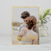 Eenvoudig fotohuwelijk Dank je Folie feestdag Kaar Folie Feestdagenkaart (Staand Voorkant)