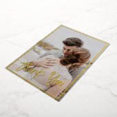 Eenvoudig fotohuwelijk Dank je Folie feestdag Kaar Folie Feestdagenkaart (Gedraaid)