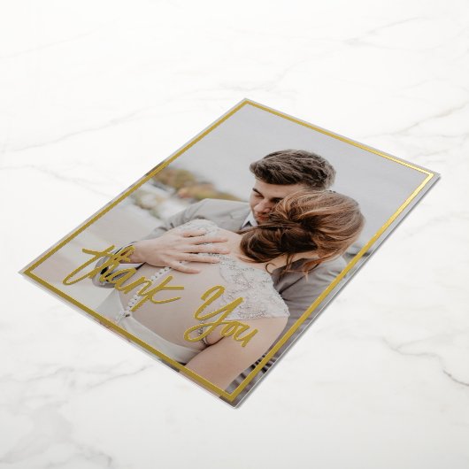 Eenvoudig fotohuwelijk Dank je Folie feestdag Kaar Folie Feestdagenkaart (Gedraaid)