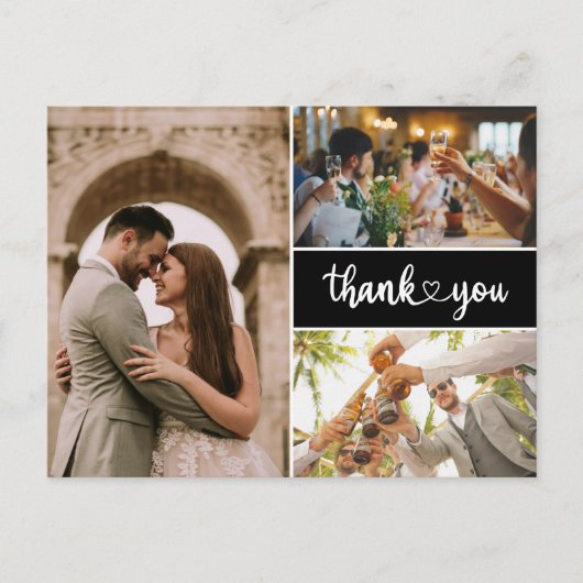 Eenvoudig fotohuwelijk Dank je Uitnodiging Briefkaart (Voorkant)