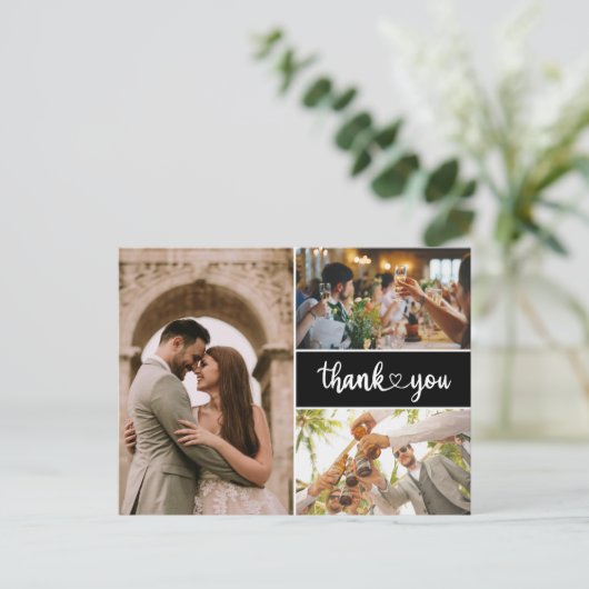 Eenvoudig fotohuwelijk Dank je Uitnodiging Briefkaart (Staand voorkant)