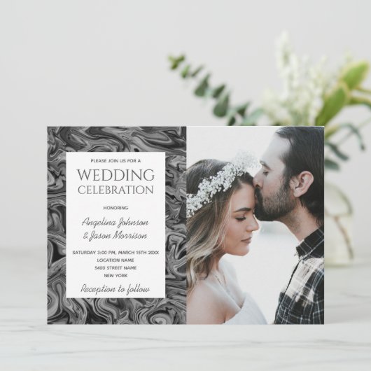 Eenvoudig fotohuwelijk kaart (Staand voorkant)