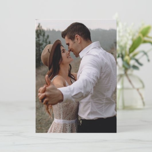 Eenvoudig fotohuwelijk kaart (Staand voorkant)