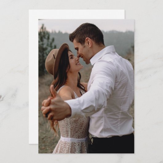 Eenvoudig fotohuwelijk kaart (Voorkant / Achterkant)