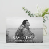 Eenvoudig fotohuwelijk save the date (Staand voorkant)