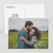 Eenvoudig fotohuwelijk sparen de datum aankondigingskaart (Voorkant / Achterkant)