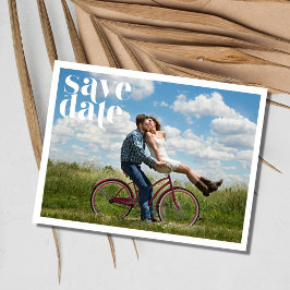 Eenvoudig fotohuwelijk sparen de datum aankondigingskaart