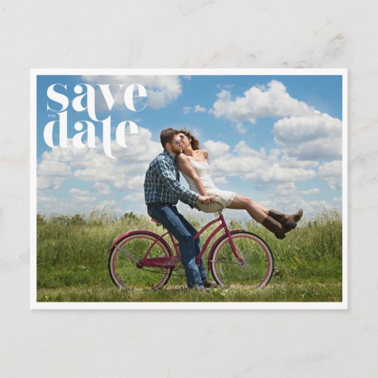 Eenvoudig fotohuwelijk sparen de datum aankondigingskaart (Voorkant)