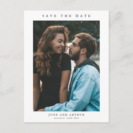 Eenvoudig fotohuwelijk sparen de datum briefkaart (Voorkant)