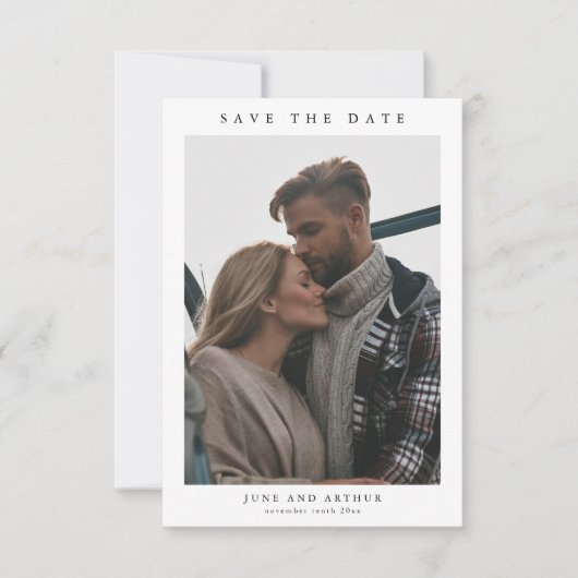 Eenvoudig fotohuwelijk sparen de datum kaart (Voorkant)