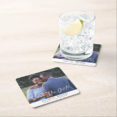 Eenvoudig fotohuwelijk sparen de datum kartonnen onderzetters (Insitu)