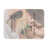 Eenvoudig fotohuwelijk sparen de datum magneet (Horizontaal)