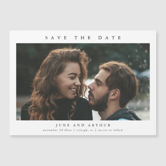 Eenvoudig fotohuwelijk sparen de datum magnetische uitnodiging (Voorkant)