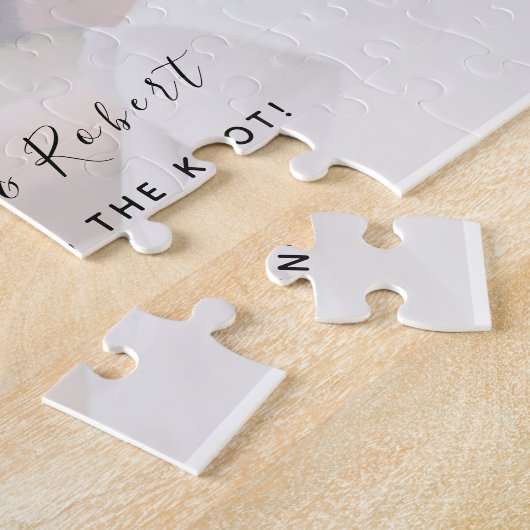 Eenvoudig fotohuwelijk sparen de Datum Uitnodiging Legpuzzel (Zijkant)