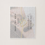 Eenvoudig fotohuwelijk sparen de Datum Uitnodiging Legpuzzel (Verticaal)