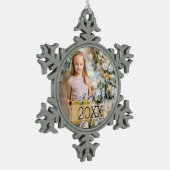 Eenvoudig fotojaar tin sneeuwvlok ornament (Links)