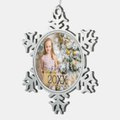 Eenvoudig fotojaar tin sneeuwvlok ornament (Rechts)