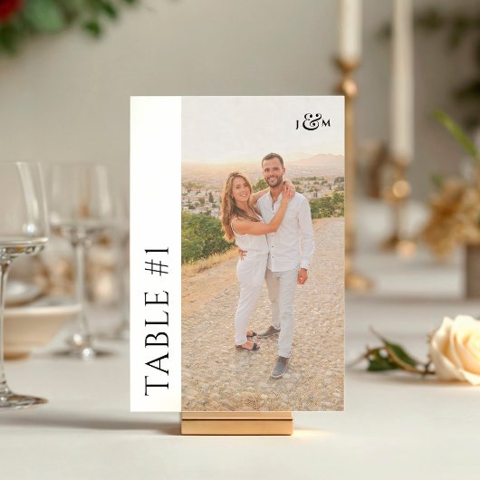 Eenvoudig Fotomonogram Trouwfeest Kaart
