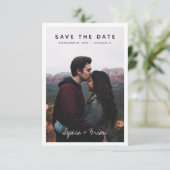 Eenvoudig fotoontwerp met witte rand save the date (Staand voorkant)