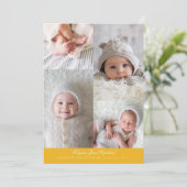 Eenvoudig Fotorooster Geboorte Geel Aankondiging (Staand voorkant)