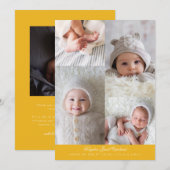 Eenvoudig Fotorooster Geboorte Geel Aankondiging (Voorkant / Achterkant)