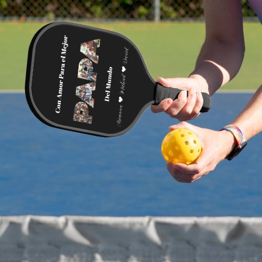 Eenvoudig Fotoscript Beste Papa Ooit Spaans Pickleball Paddle (Insitu)