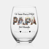 Eenvoudig fotoscript beste papa ooit Spaans Wijnglas Zonder Voet (Achterkant)