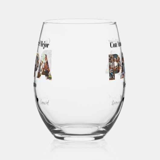 Eenvoudig fotoscript beste papa ooit Spaans Wijnglas Zonder Voet (Rechts)