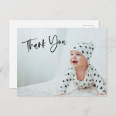 Eenvoudig fotoscript briefing Dank je Baby cadeau Briefkaart (Voorkant / Achterkant)