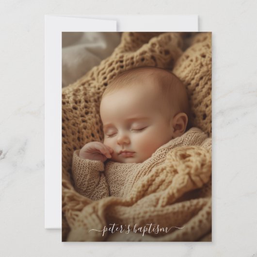 Eenvoudig fotoscript Goud Geslacht Neutraal Doopse Kaart (Achterkant)