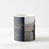 Eenvoudig fotoscript Navy en Gold Afstuderen Koffiemok (Center)