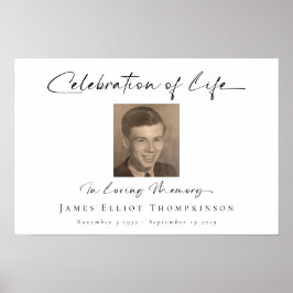 Eenvoudig Fotoscript Viering van het Leven Funeral Poster